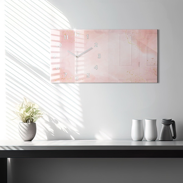Glass wall clock rectangular Pink marble