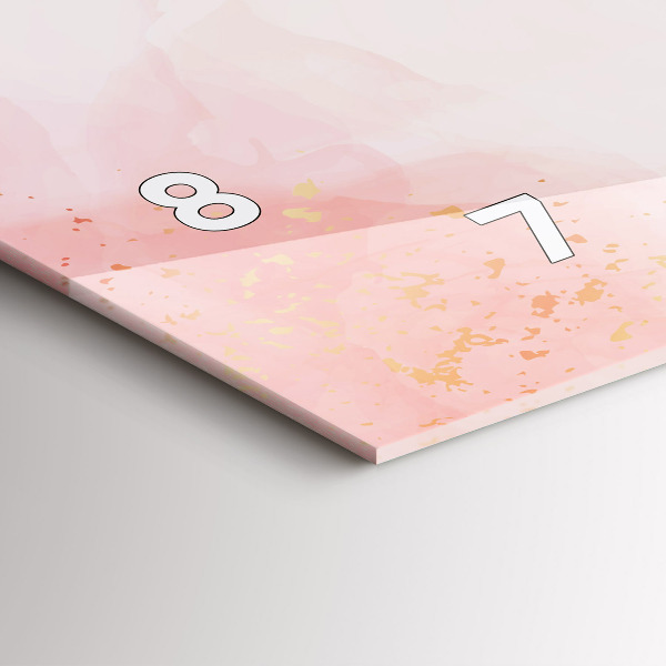 Glass wall clock rectangular Pink marble