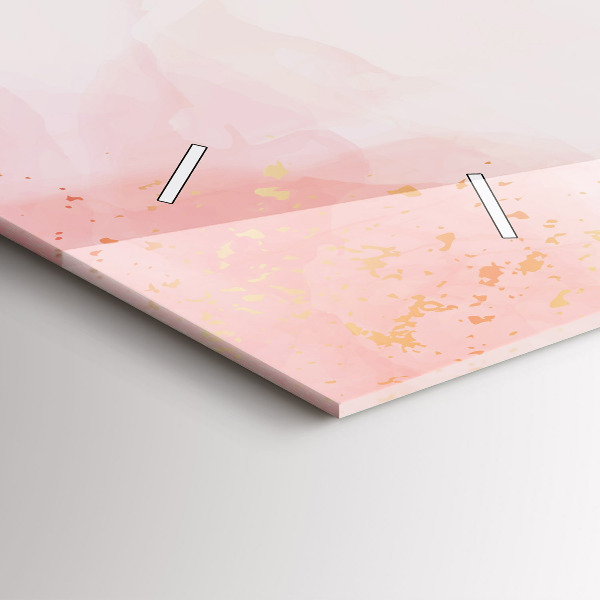 Glass wall clock rectangular Pink marble