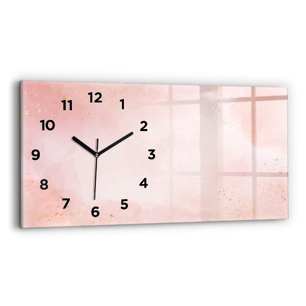 Glass wall clock rectangular Pink marble