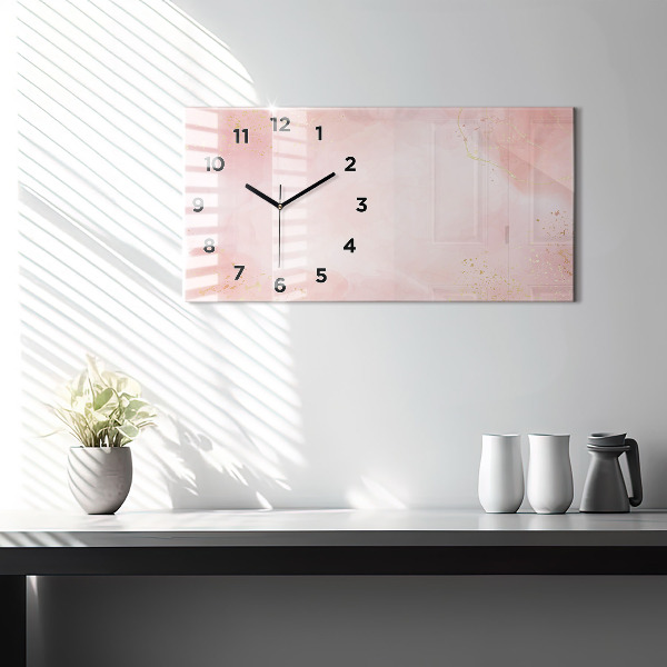 Glass wall clock rectangular Pink marble