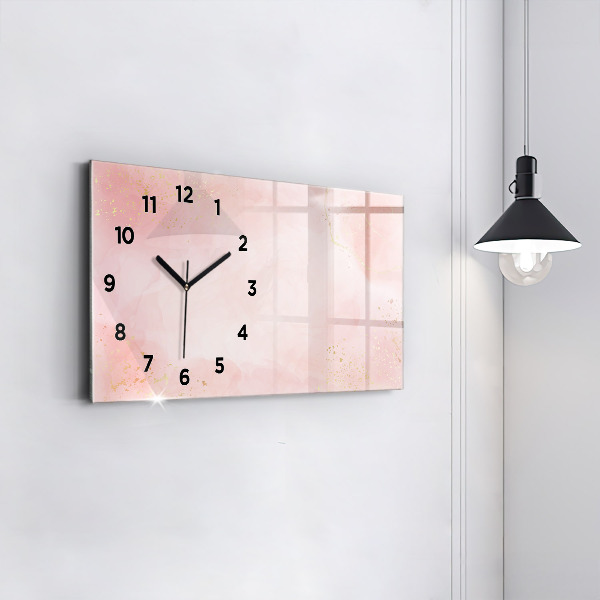 Glass wall clock rectangular Pink marble
