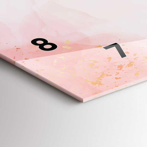 Glass wall clock rectangular Pink marble