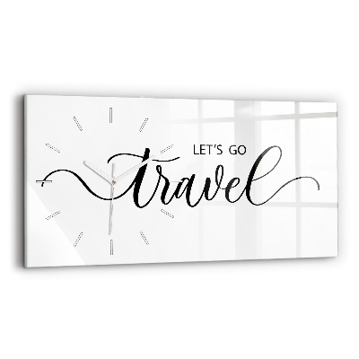 Glass wall clock rectangular The inscription Travel