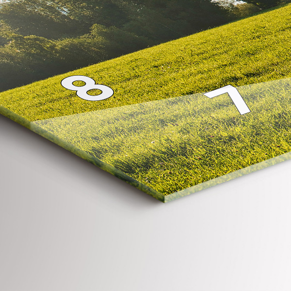 Glass wall clock rectangular Mountains and field