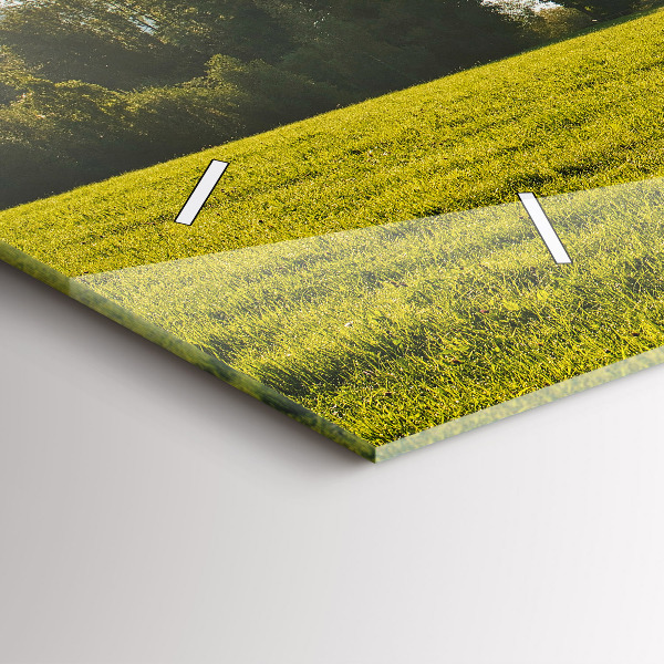 Glass wall clock rectangular Mountains and field