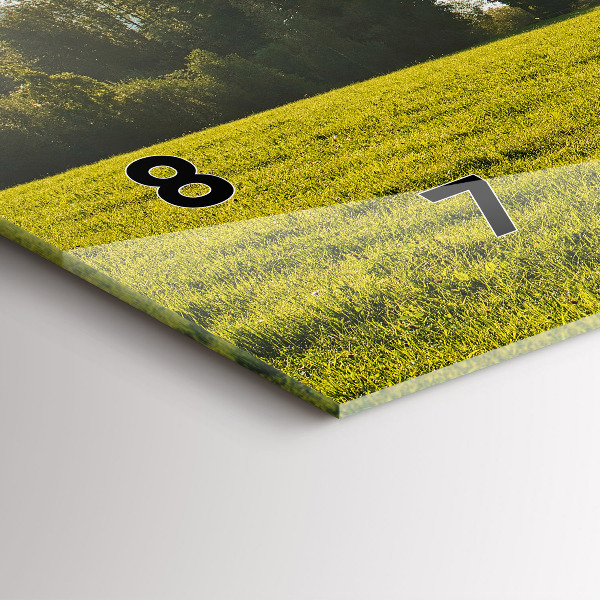 Glass wall clock rectangular Mountains and field