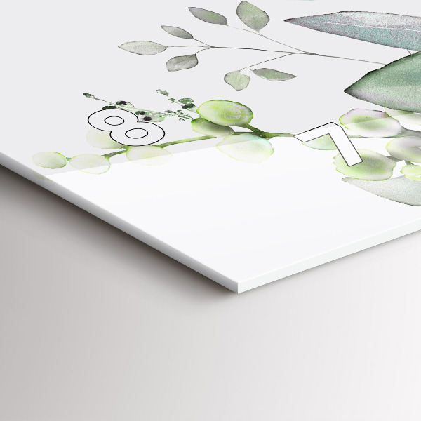 Glass wall clock rectangular Plants leaves