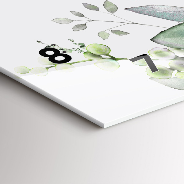 Glass wall clock rectangular Plants leaves