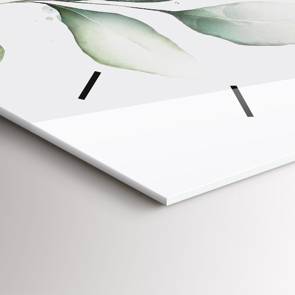 Glass wall clock rectangular Abstraction leaves
