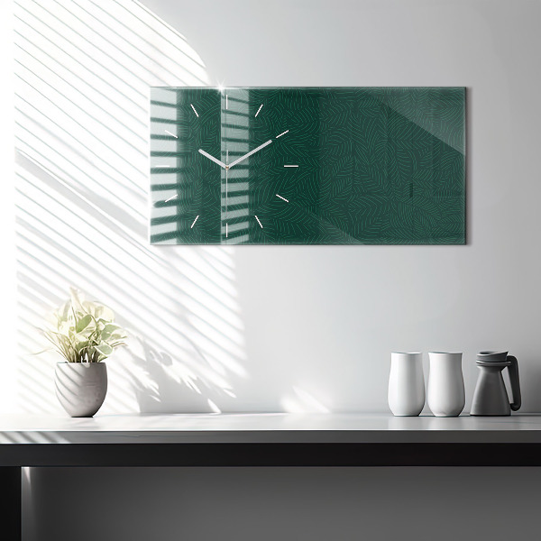 Glass wall clock rectangular Leaf pattern