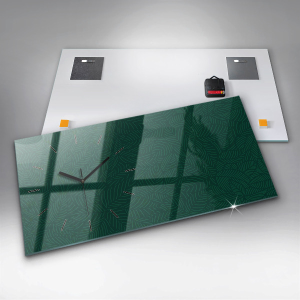 Glass wall clock rectangular Leaf pattern
