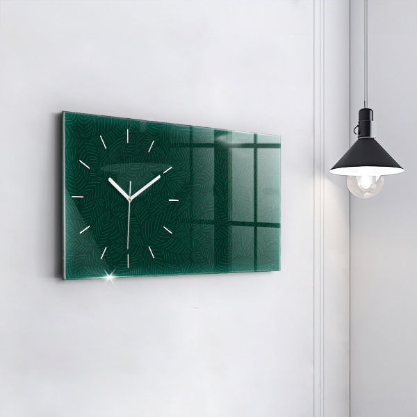 Glass wall clock rectangular Leaf pattern