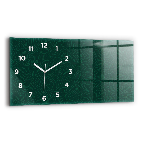 Glass wall clock rectangular Leaf pattern