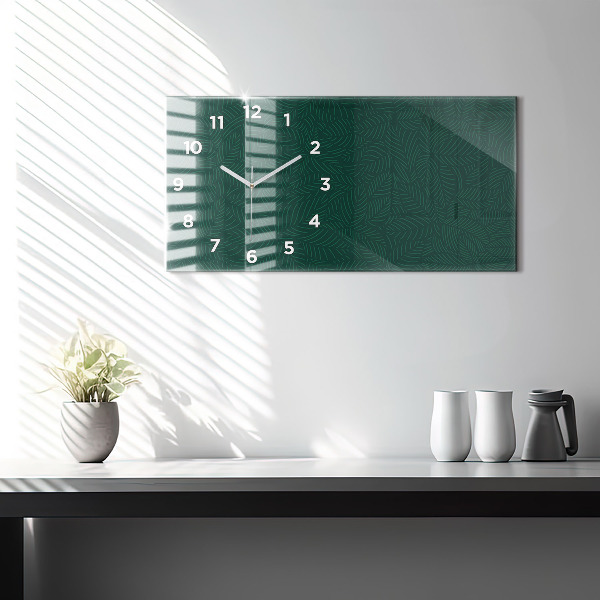 Glass wall clock rectangular Leaf pattern