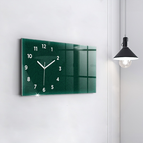 Glass wall clock rectangular Leaf pattern