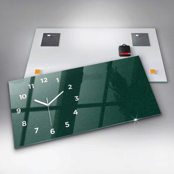 Glass wall clock rectangular Leaf pattern
