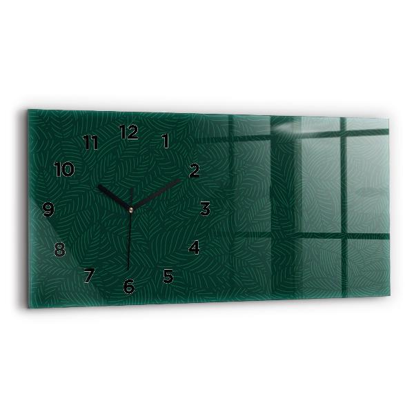 Glass wall clock rectangular Leaf pattern