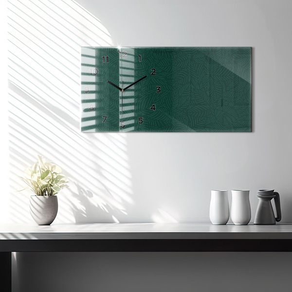 Glass wall clock rectangular Leaf pattern