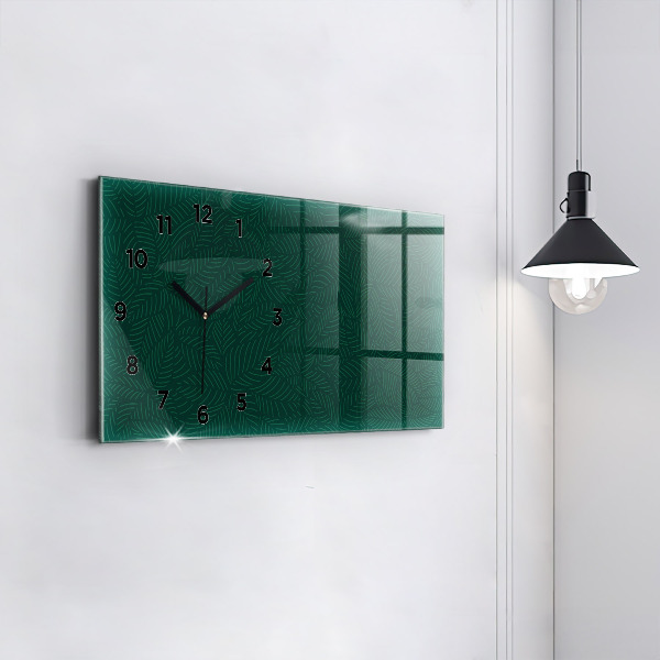 Glass wall clock rectangular Leaf pattern