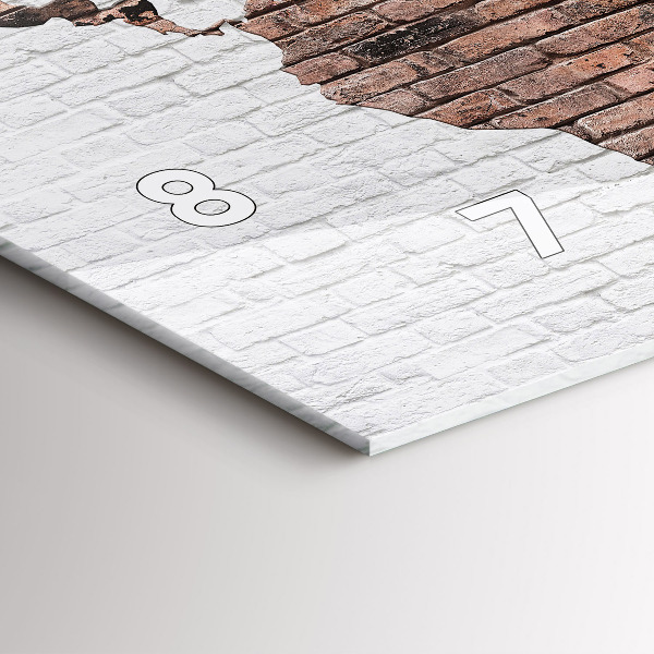 Glass wall clock rectangular Brick world map