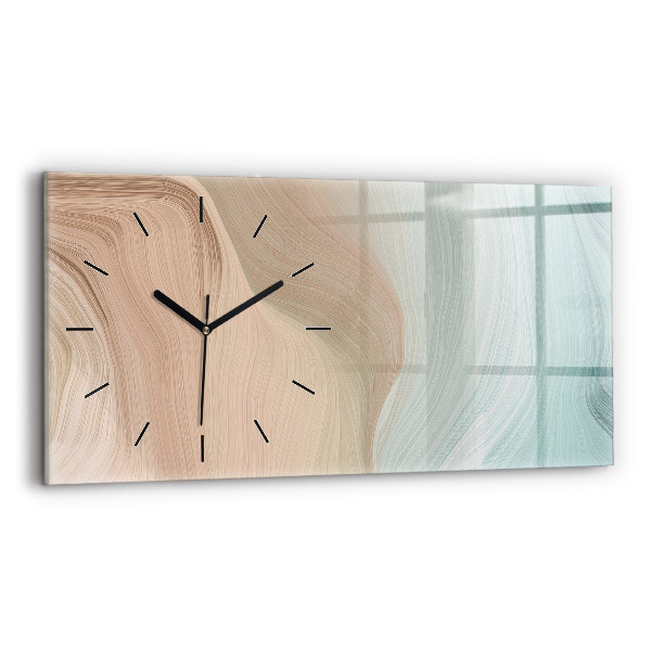 Glass wall clock rectangular Wave abstraction