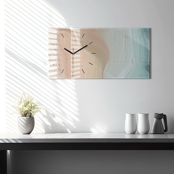Glass wall clock rectangular Wave abstraction