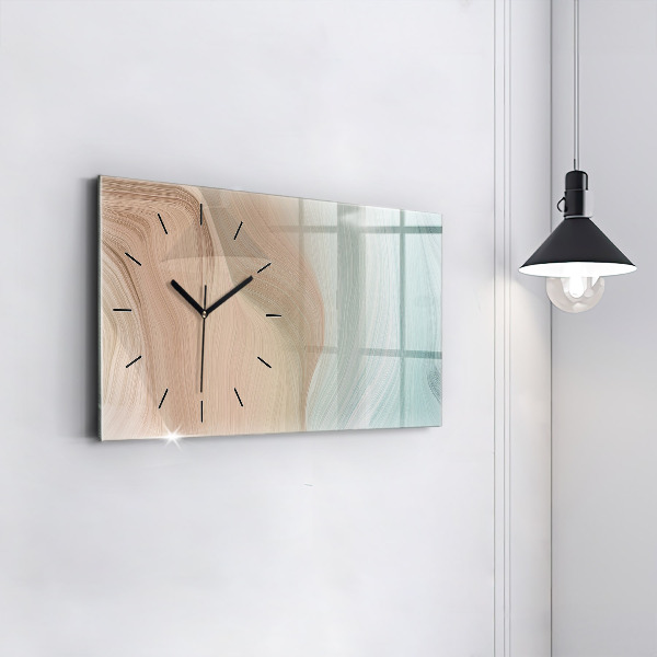 Glass wall clock rectangular Wave abstraction