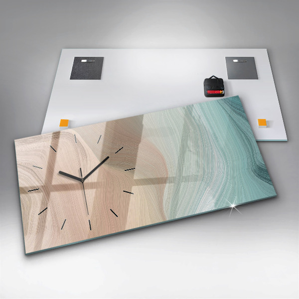 Glass wall clock rectangular Wave abstraction