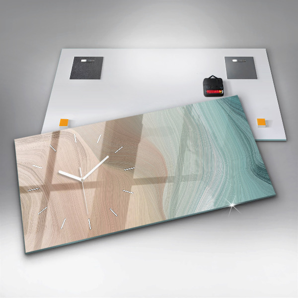 Glass wall clock rectangular Wave abstraction