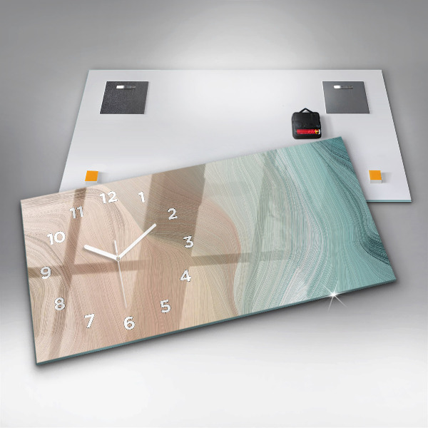 Glass wall clock rectangular Wave abstraction