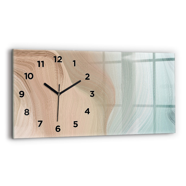 Glass wall clock rectangular Wave abstraction