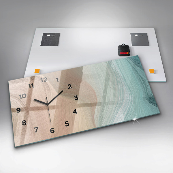 Glass wall clock rectangular Wave abstraction