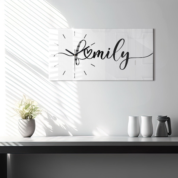 Glass wall clock rectangular The inscription family