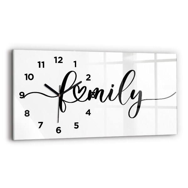 Glass wall clock rectangular The inscription family