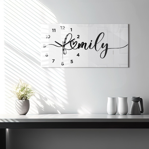 Glass wall clock rectangular The inscription family