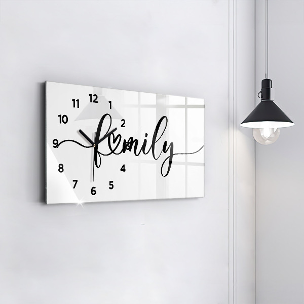 Glass wall clock rectangular The inscription family