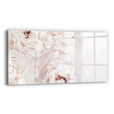 Glass wall clock rectangular Peony flowers