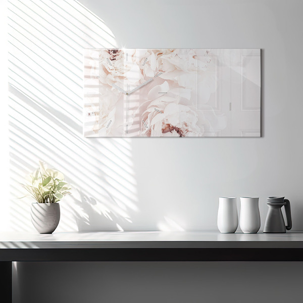 Glass wall clock rectangular Peony flowers