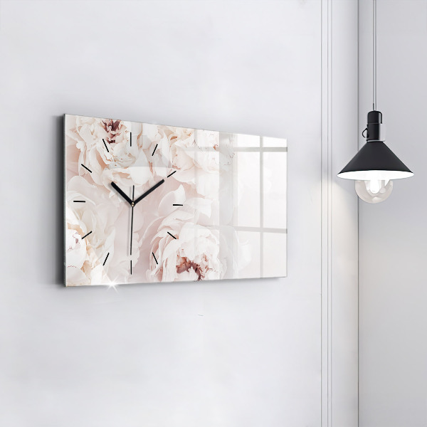 Glass wall clock rectangular Peony flowers