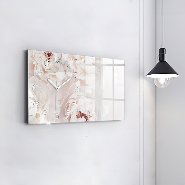 Glass wall clock rectangular Peony flowers
