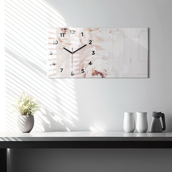 Glass wall clock rectangular Peony flowers