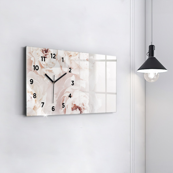 Glass wall clock rectangular Peony flowers