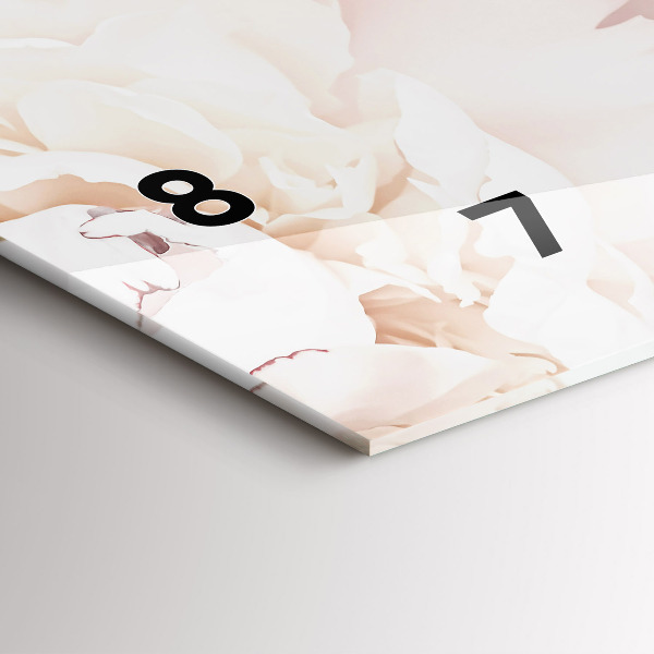 Glass wall clock rectangular Peony flowers