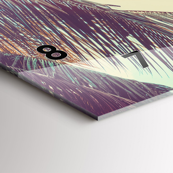 Glass wall clock rectangular Tropical palm trees