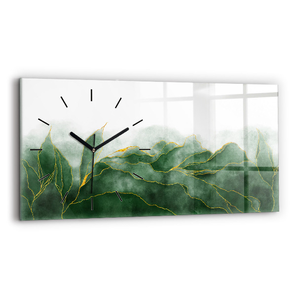 Glass wall clock rectangular Abstraction leaves