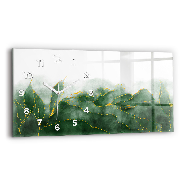 Glass wall clock rectangular Abstraction leaves