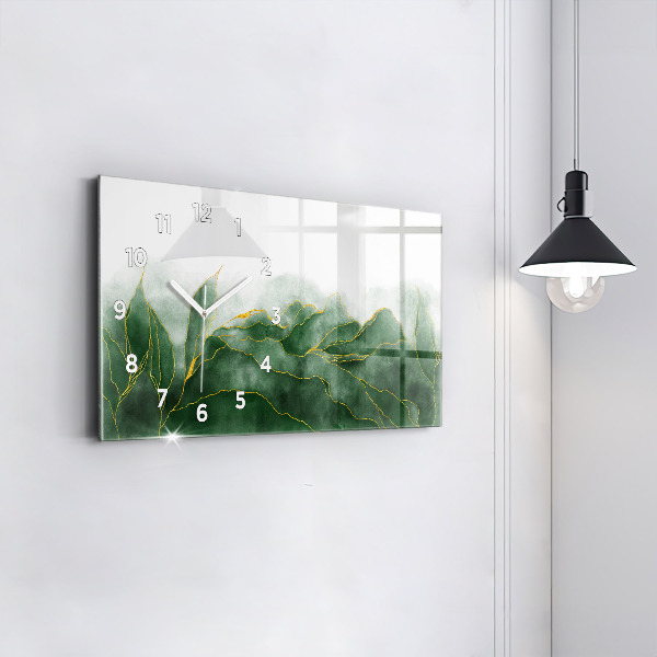 Glass wall clock rectangular Abstraction leaves