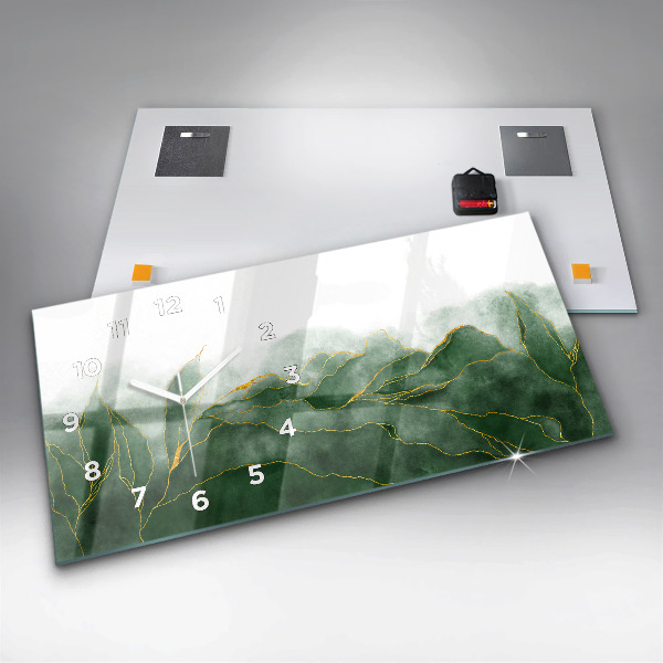 Glass wall clock rectangular Abstraction leaves