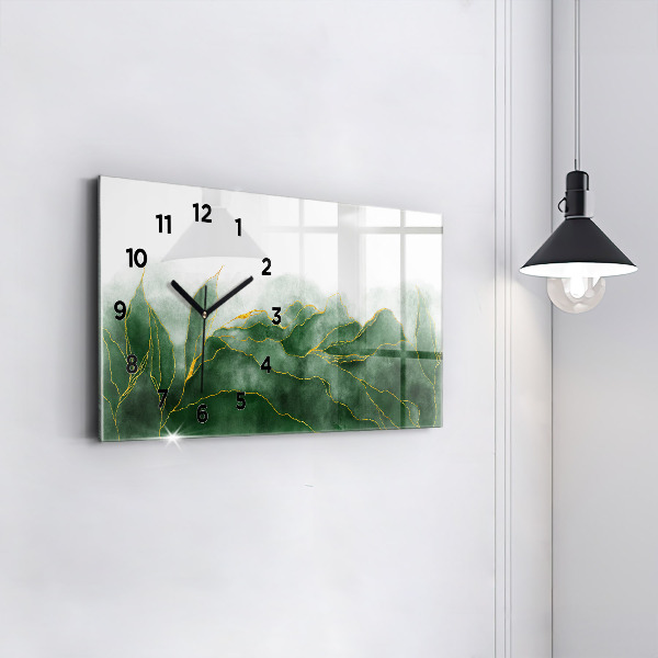 Glass wall clock rectangular Abstraction leaves